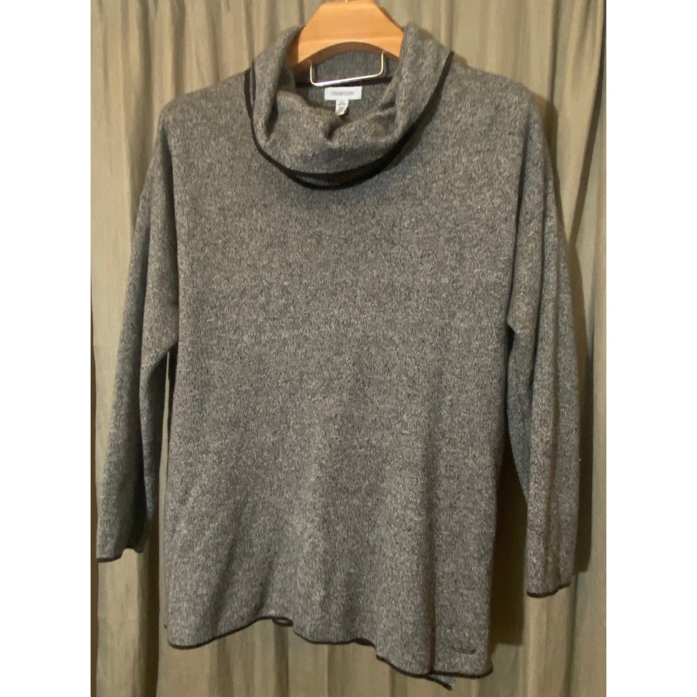 Calvin Klein Women's XL Gray Speckled Cowl Neck Long‎ Sleeve Sweater